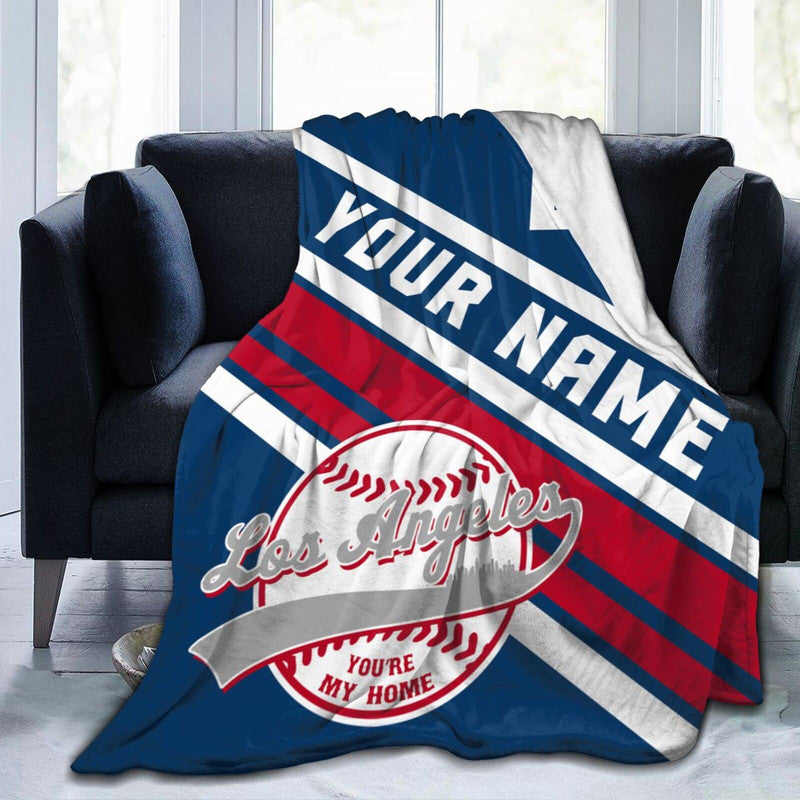 Custom Baseball Los Angeles Fleece Throw Blanket With Name Number for Fans Gifts