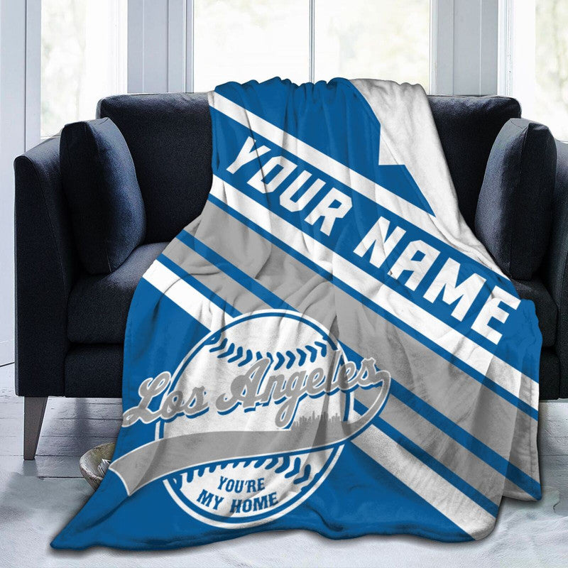 Custom Baseball Los Angeles Fleece Throw Blanket With Name Number for Fans Gifts1