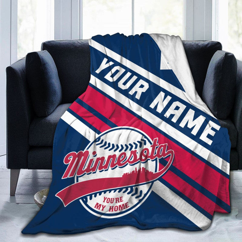 Custom Baseball Minnesota   Fleece Throw Blanket With Name Number for Fans Gifts