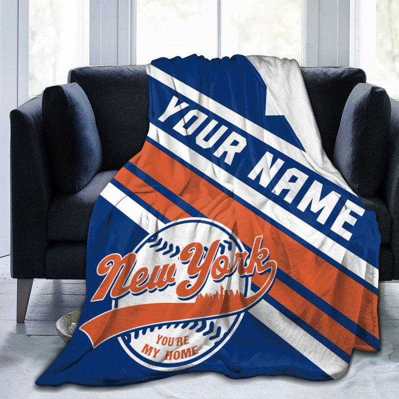 Custom Baseball New York   Fleece Throw Blanket With Name Number for Fans Gifts