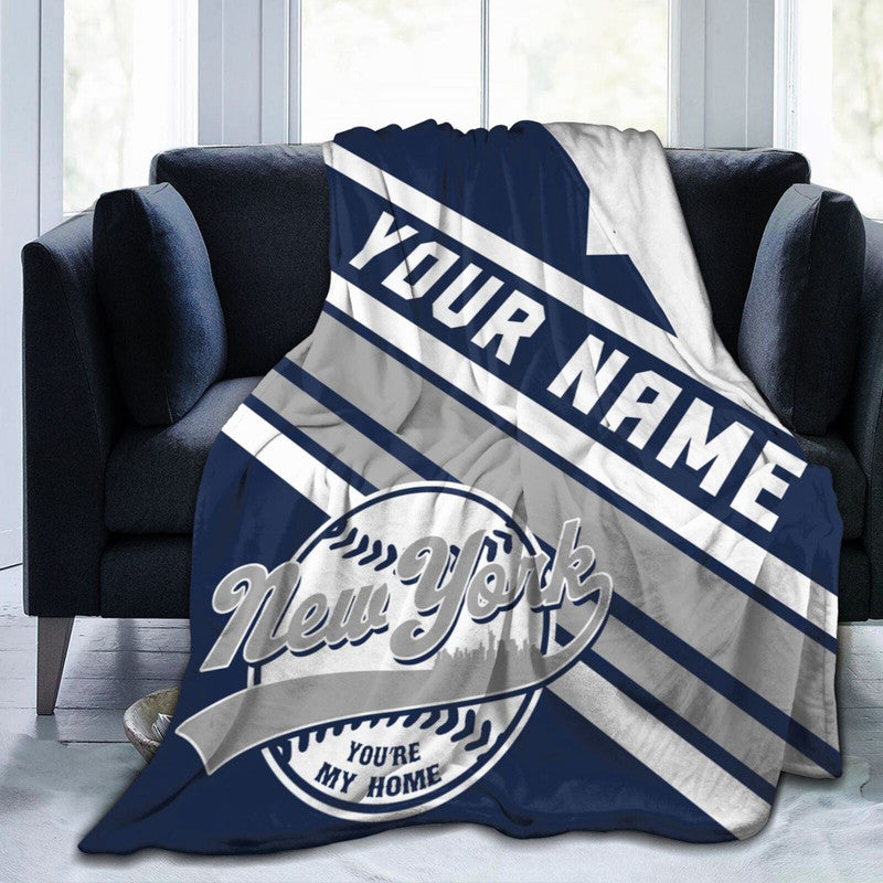 Custom Baseball New York   Fleece Throw Blanket With Name Number for Fans Gifts1