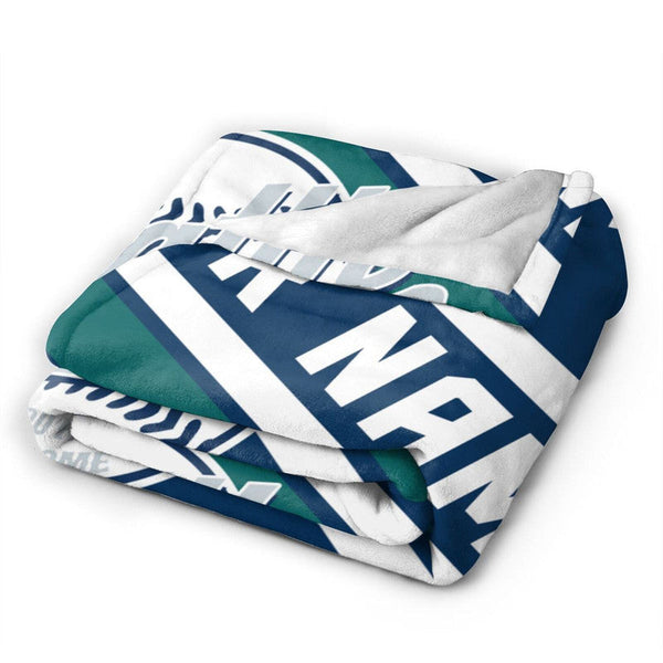 Custom Baseball Seattle  Fleece Throw Blanket With Name Number for Fans Gifts