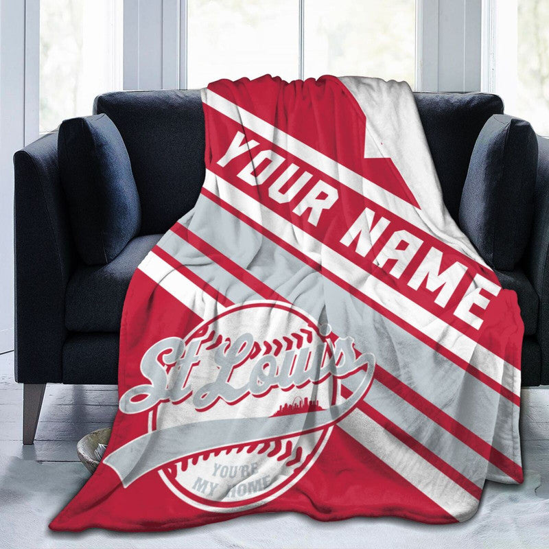 Custom Baseball St Louis Fleece Throw Blanket With Name Number for Fans Gifts