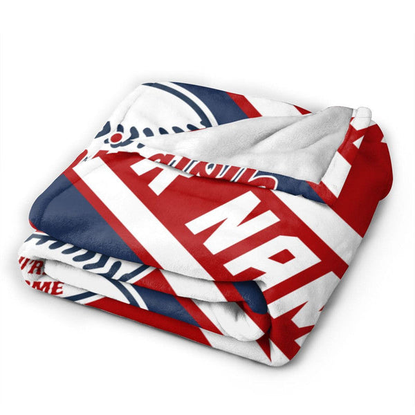 Custom Baseball Washington   Fleece Throw Blanket With Name Number for Fans Gifts