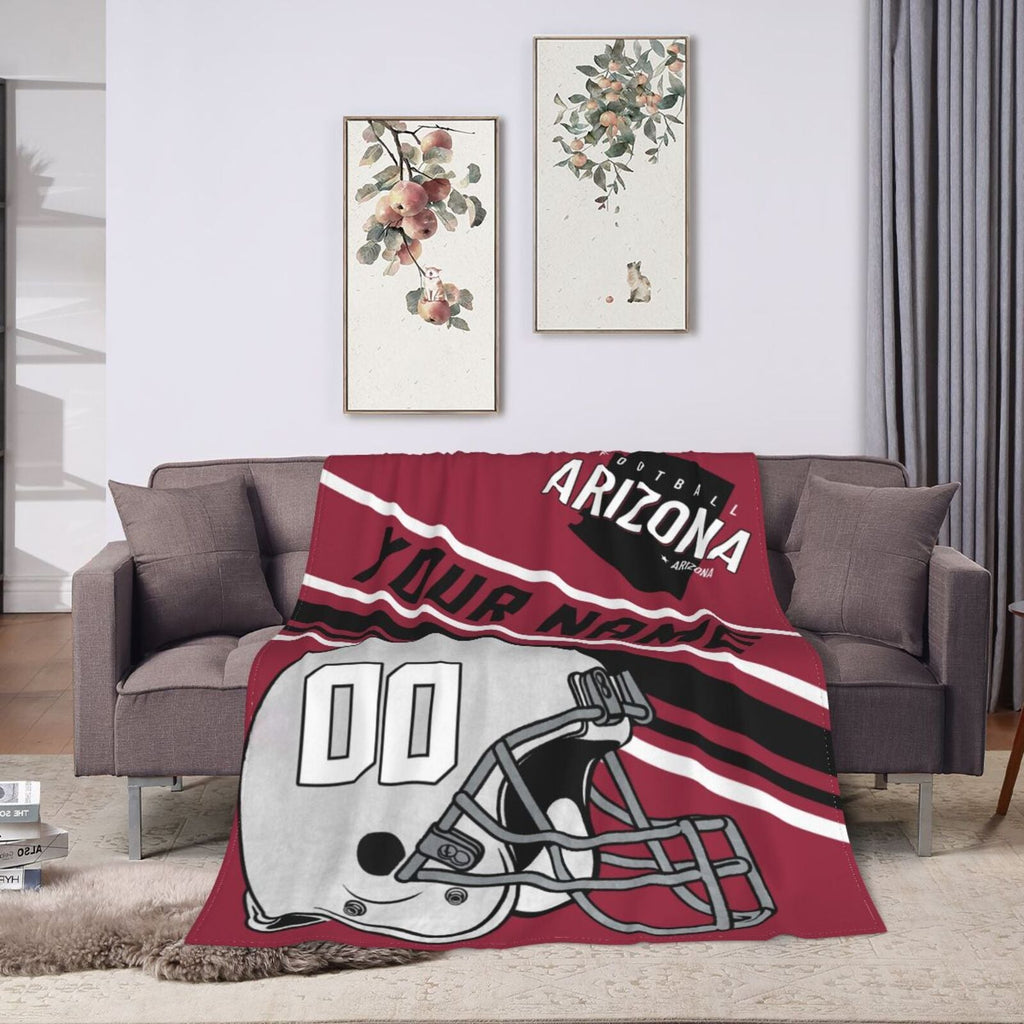 Custom Football City Map Arizona Fleece Throw Blanket Name Number for Fans Gifts