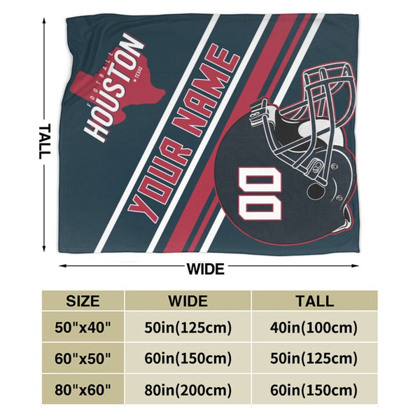 Custom Football City Map Houston Fleece Throw Blanket Name Number for Fans Gifts