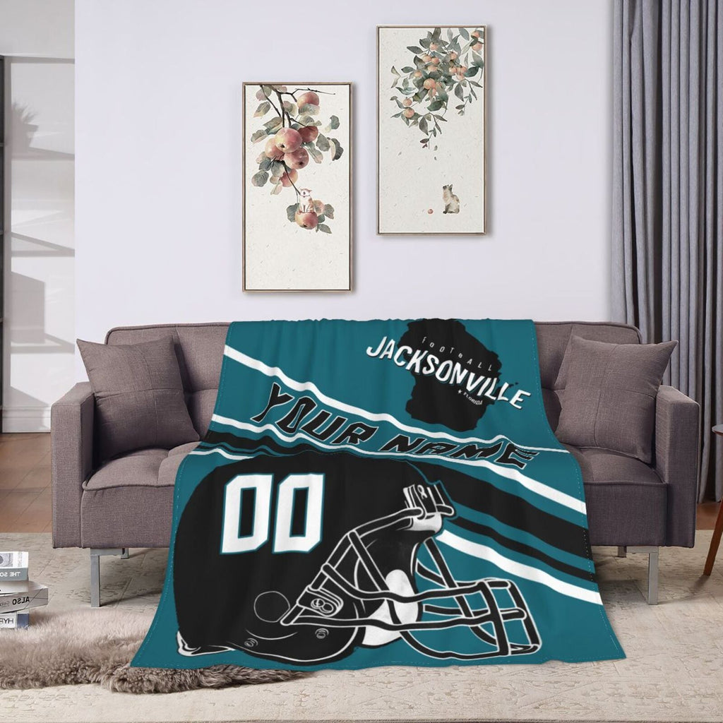 Custom Football City Map Jacksonville Fleece Throw Blanket Name Number for Fans Gifts