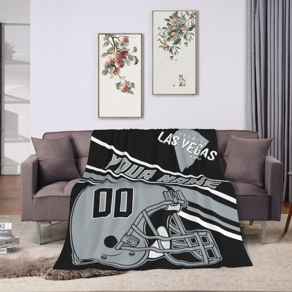 Custom Football City Map Las Vegas Fleece Throw Blanket Name Number for Fans Gifts