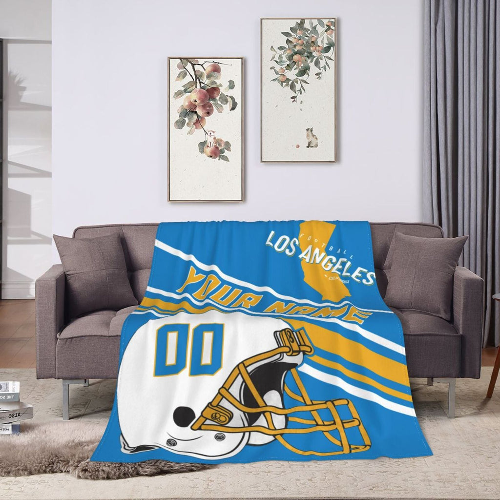 Custom Football City Map Los Angeles Blanket Fleece Throw Name Number for Fans Gifts