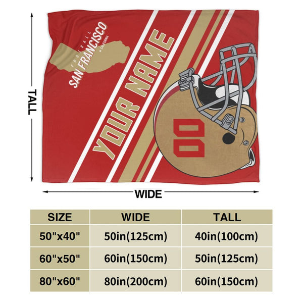 Custom Football City Map San Francisco Fleece Throw Blanket Name Number for Fans Gifts