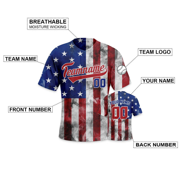 Custom 3D American Flag Fashion Authentic Baseball Jersey1