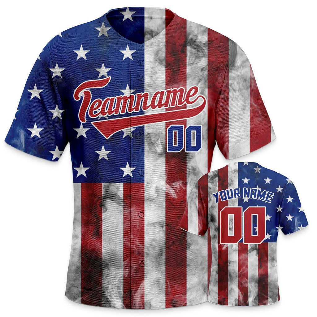 Custom 3D American Flag Fashion Authentic Baseball Jersey1