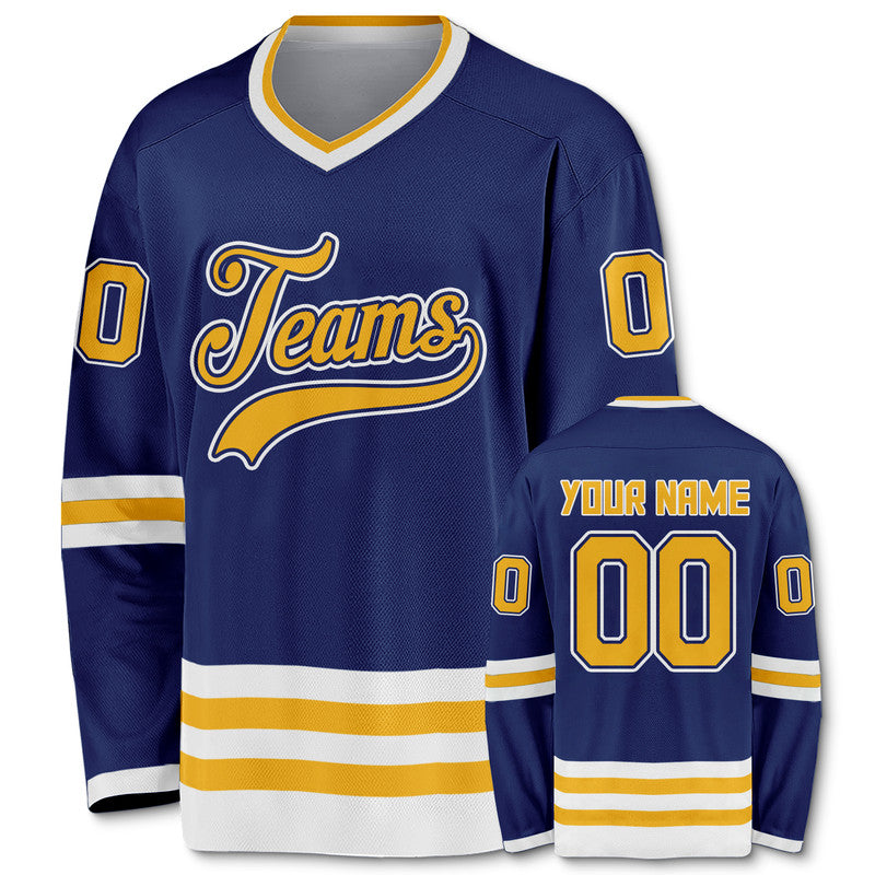 Custom Royal Gold-White Authentic Hockey Jersey