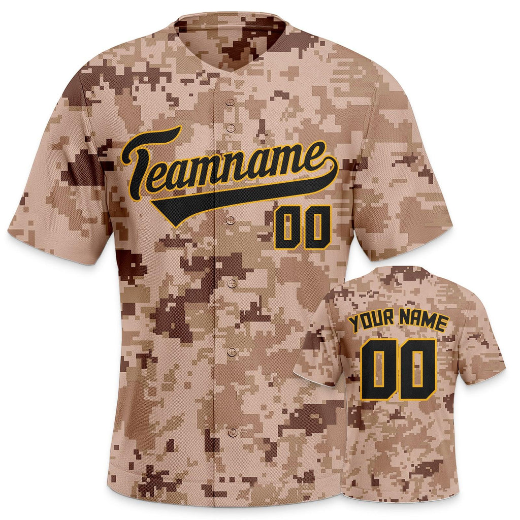 Custom Camo Black-Gold Authentic Salute To Service Baseball Jersey