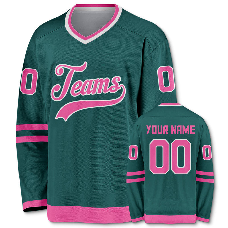 Custom Aqua Pink-White Authentic Hockey Jersey