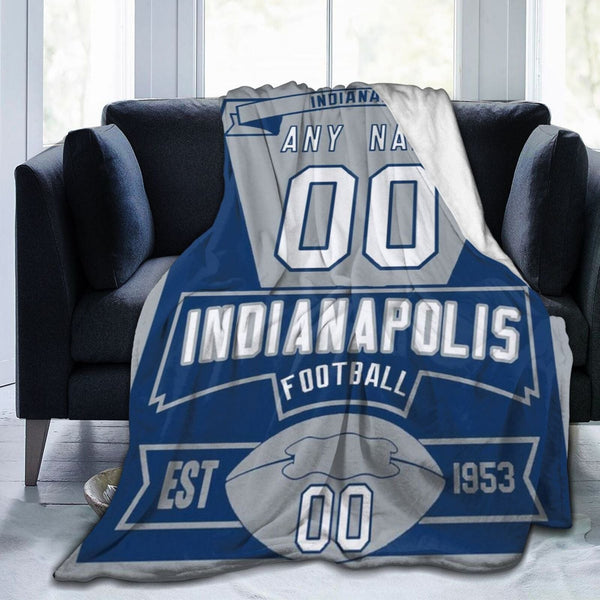 Custom Football City Indianapolis Fleece Throw Blanket With Name Number for Fans Gifts