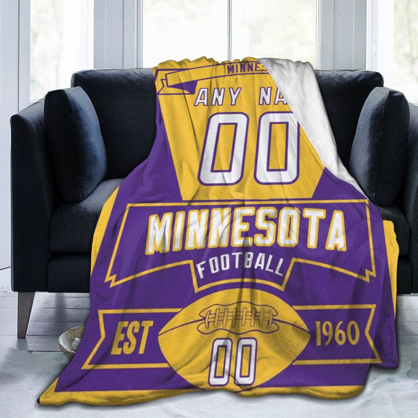 Custom Football City Minnesota Fleece Throw Blanket With Name Number for Fans Gifts