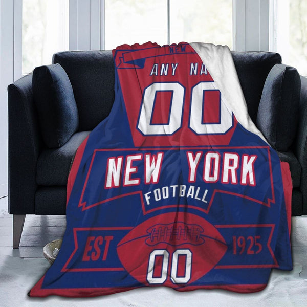 Custom Football City New York Fleece Throw Blanket With Name Number for Fans Gifts