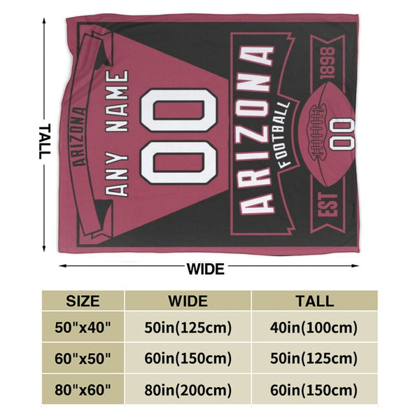 Custom Football Arizona City Fleece Throw Blanket With Name Number for Fans Gifts