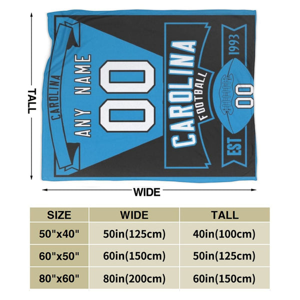 Custom Football Carolina City Fleece Throw Blanket With Name Number for Fans Gifts