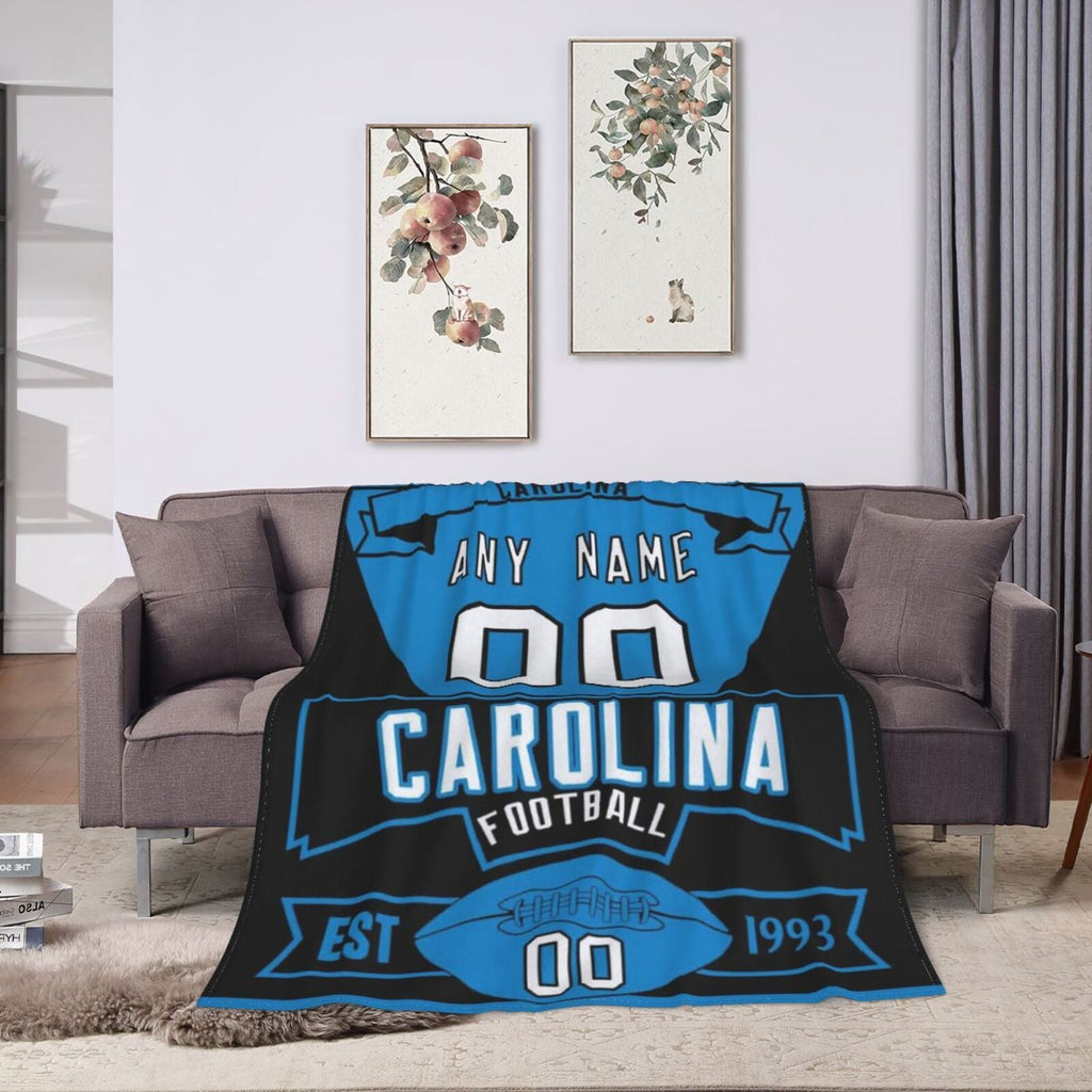 Custom Football Carolina City Fleece Throw Blanket With Name Number for Fans Gifts