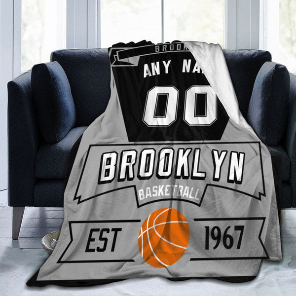 Custom Basketball Brooklyn   Fleece Throw Blanket With Name Number for Fans Gifts