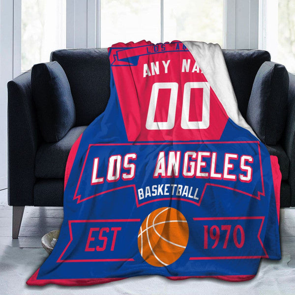 Custom Basketball Los Angeles Fleece Throw Blanket With Name Number for Fans Gifts1