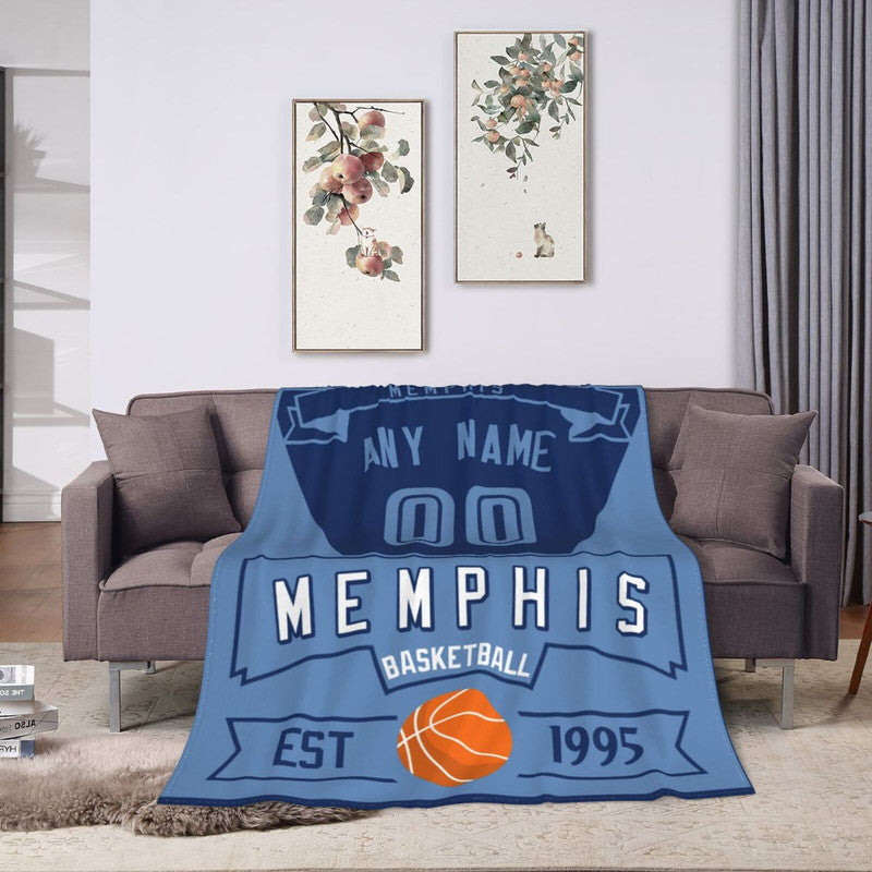 Custom Basketball Memphis  Fleece Throw Blanket With Name Number for Fans Gifts