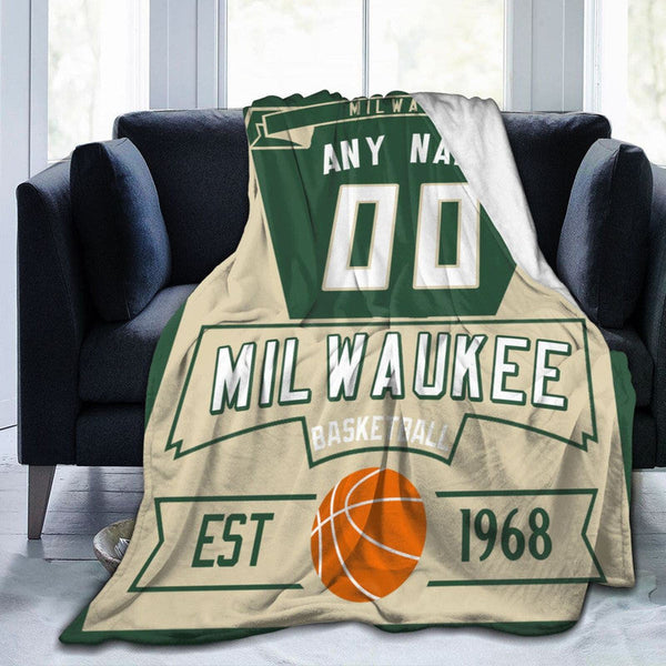 Custom Basketball Milwaukee Fleece Throw Blanket With Name Number for Fans Gifts