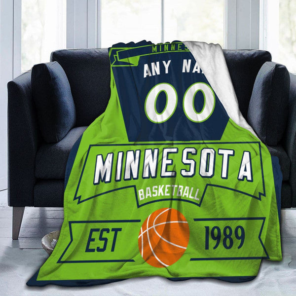 Custom Basketball Minnesota  Fleece Throw Blanket With Name Number for Fans Gifts