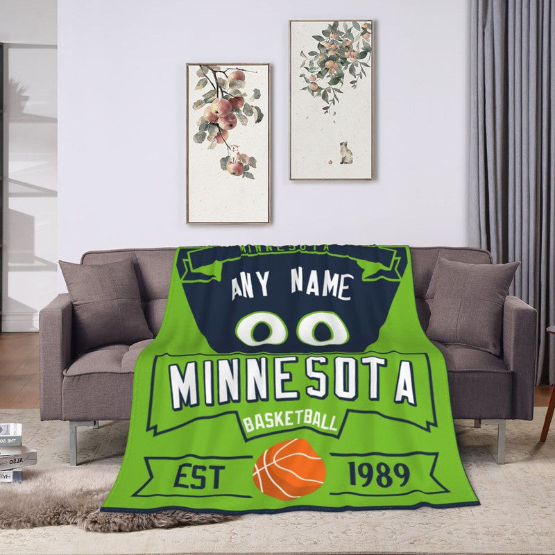 Custom Basketball Minnesota  Fleece Throw Blanket With Name Number for Fans Gifts