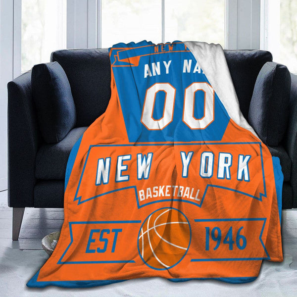 Custom Basketball New York  Fleece Throw Blanket With Name Number for Fans Gifts