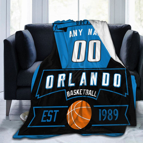 Custom Basketball Orlando Fleece Throw Blanket With Name Number for Fans Gifts