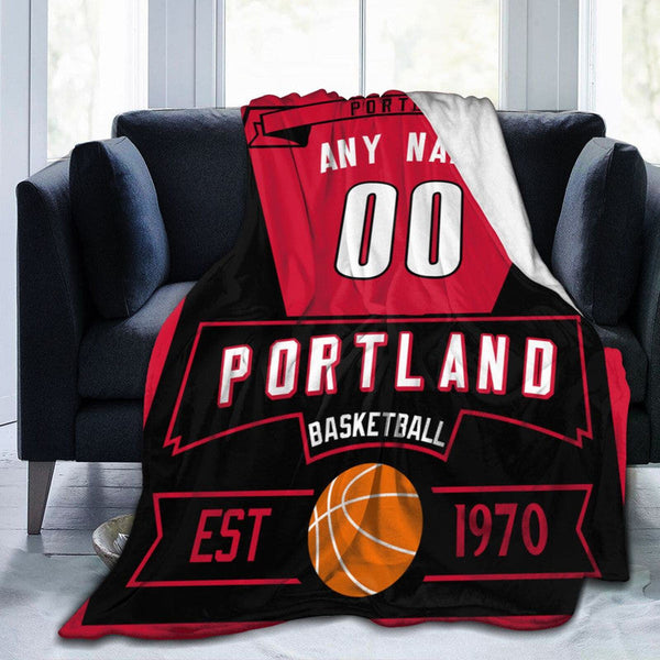 Custom Basketball Portland   Fleece Throw Blanket With Name Number for Fans Gifts