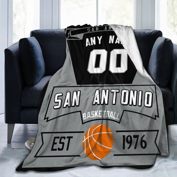 Custom Basketball San Antonio  Fleece Throw Blanket With Name Number for Fans Gifts