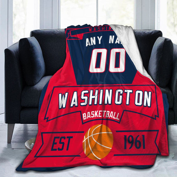 Custom Basketball Washington  Fleece Throw Blanket With Name Number for Fans Gifts