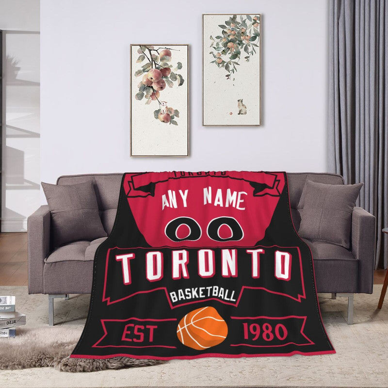 Custom Basketball Toronto Fleece Throw Blanket With Name Number for Fans Gifts