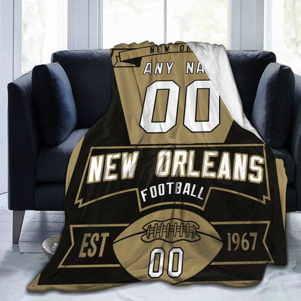 Custom Football City New Orleans Fleece Throw Blanket With Name Number for Fans Gifts