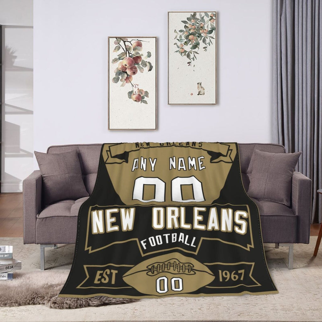 Custom Football City New Orleans Fleece Throw Blanket With Name Number for Fans Gifts