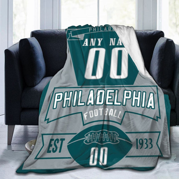 Custom Football City Philadelphia Fleece Throw Blanket With Name Number for Fans Gifts