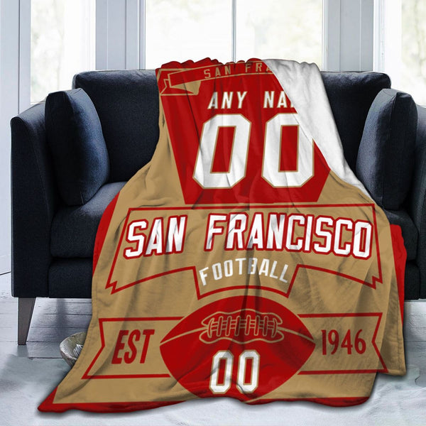 Custom Football City San Francisco Fleece Throw Blanket With Name Number for Fans Gifts