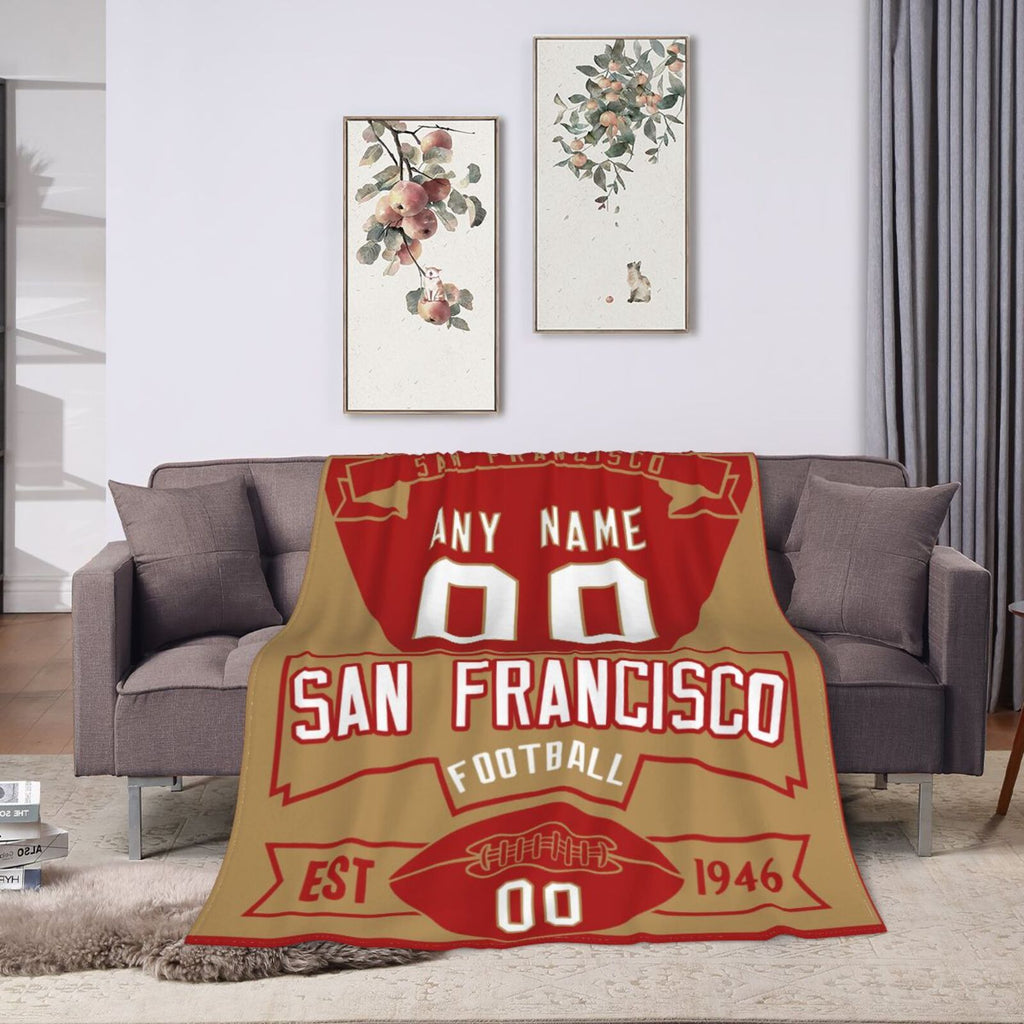 Custom Football City San Francisco Fleece Throw Blanket With Name Number for Fans Gifts