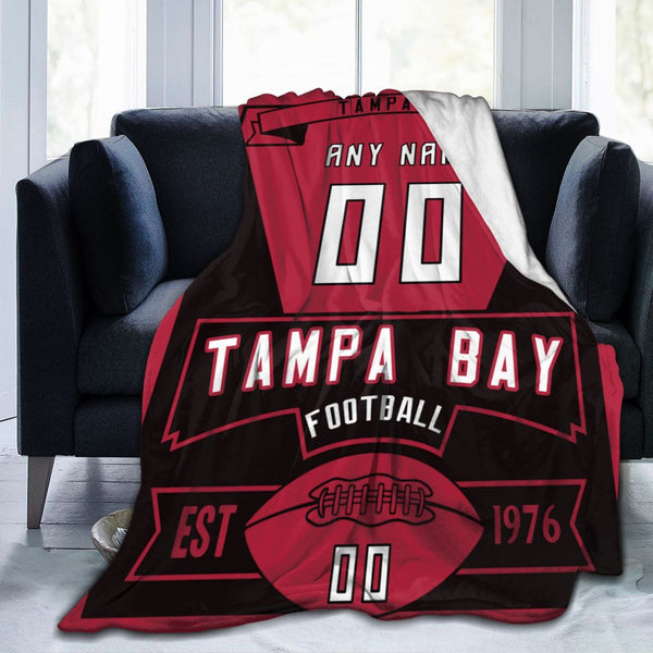 Custom Football City Tampa Bay Fleece Throw Blanket With Name Number for Fans Gifts