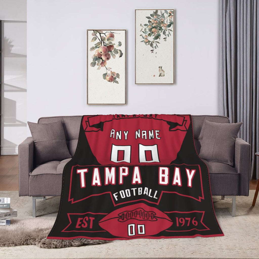 Custom Football City Tampa Bay Fleece Throw Blanket With Name Number for Fans Gifts