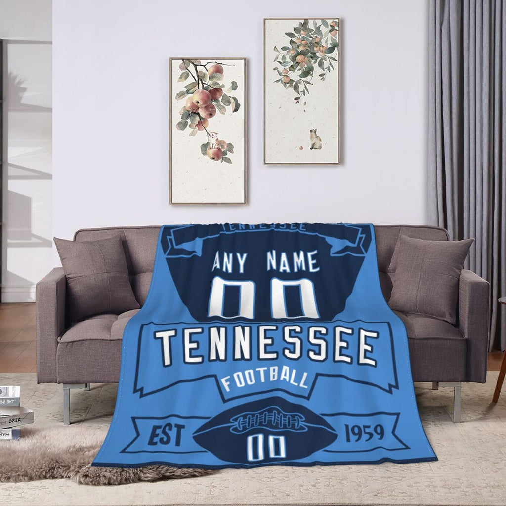 Custom Football City Tennessee Fleece Throw Blanket With Name Number for Fans Gifts