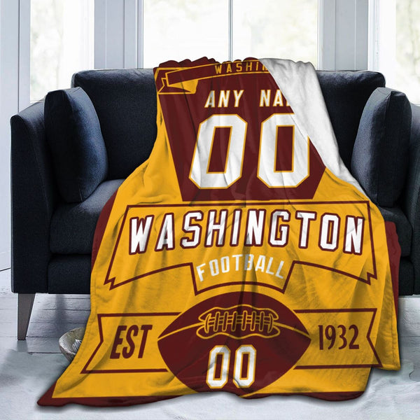 Custom Football City Washington Fleece Throw Blanket With Name Number for Fans Gifts