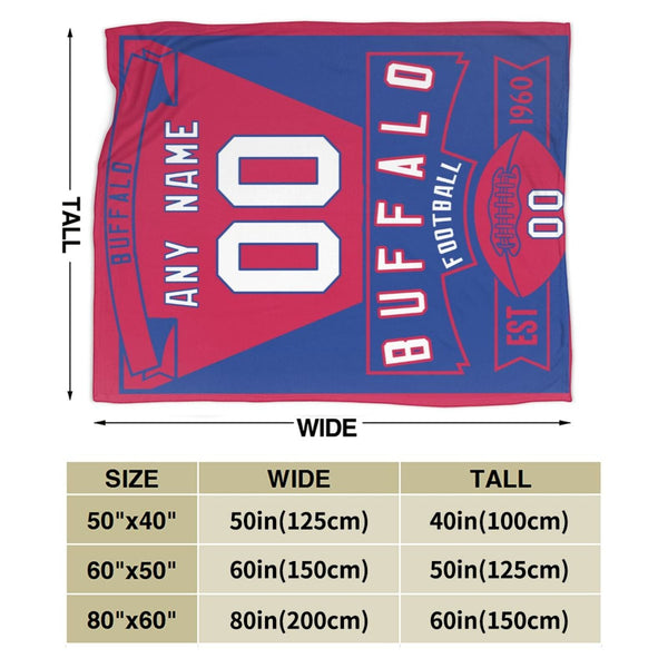 Custom Football Buffalo City Fleece Throw Blanket With Name Number for Fans Gifts