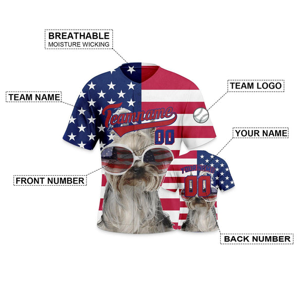 Custom 3D American Flag Fashion Authentic Baseball Jersey2