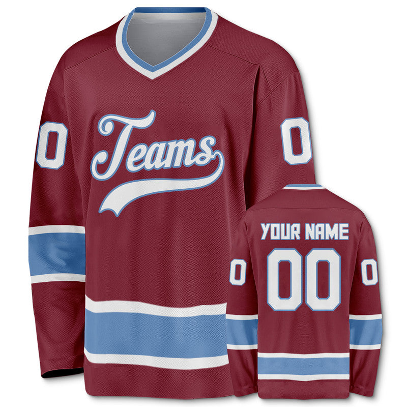 Custom Crimson White-Light Blue Authentic Hockey Jersey