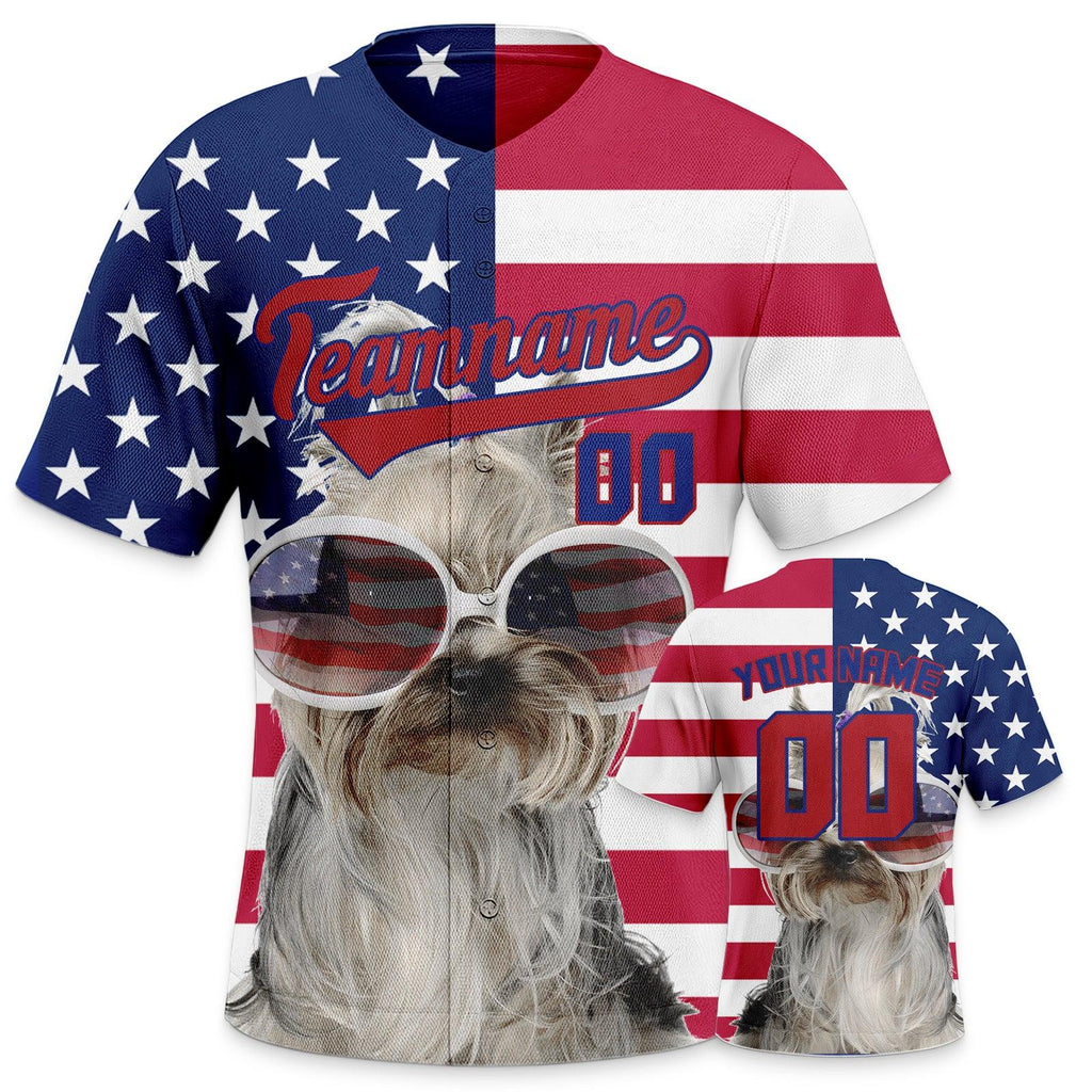 Custom 3D American Flag Fashion Authentic Baseball Jersey2